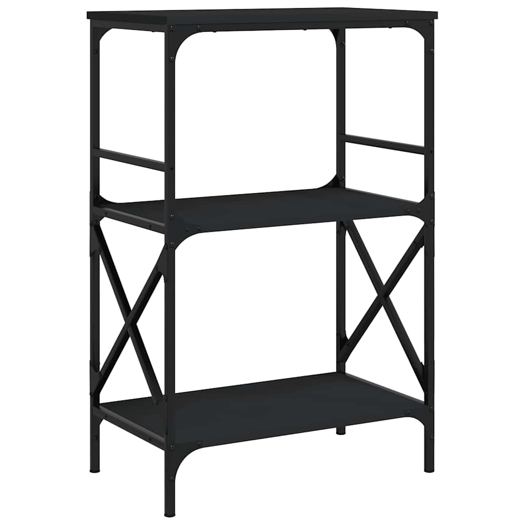 bogreol med 3 hylder 59x35x90,5 cm konstrueret træ sort