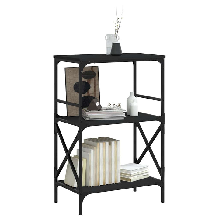 bogreol med 3 hylder 59x35x90,5 cm konstrueret træ sort
