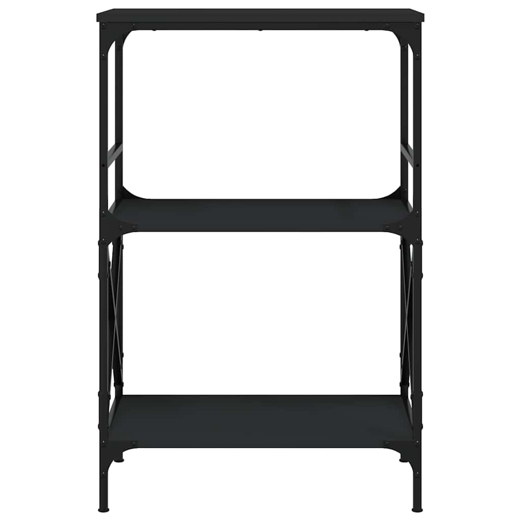 bogreol med 3 hylder 59x35x90,5 cm konstrueret træ sort