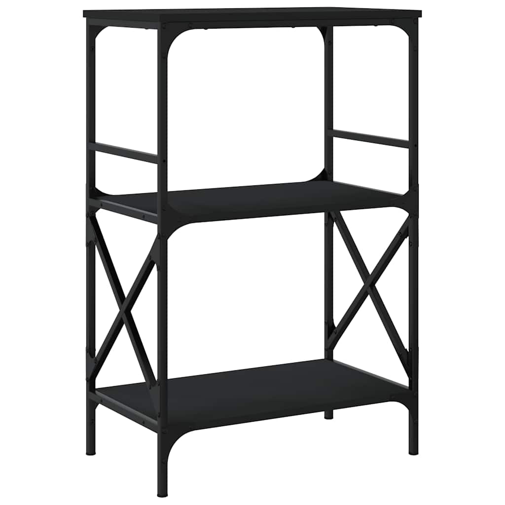 bogreol med 3 hylder 59x35x90,5 cm konstrueret træ sort