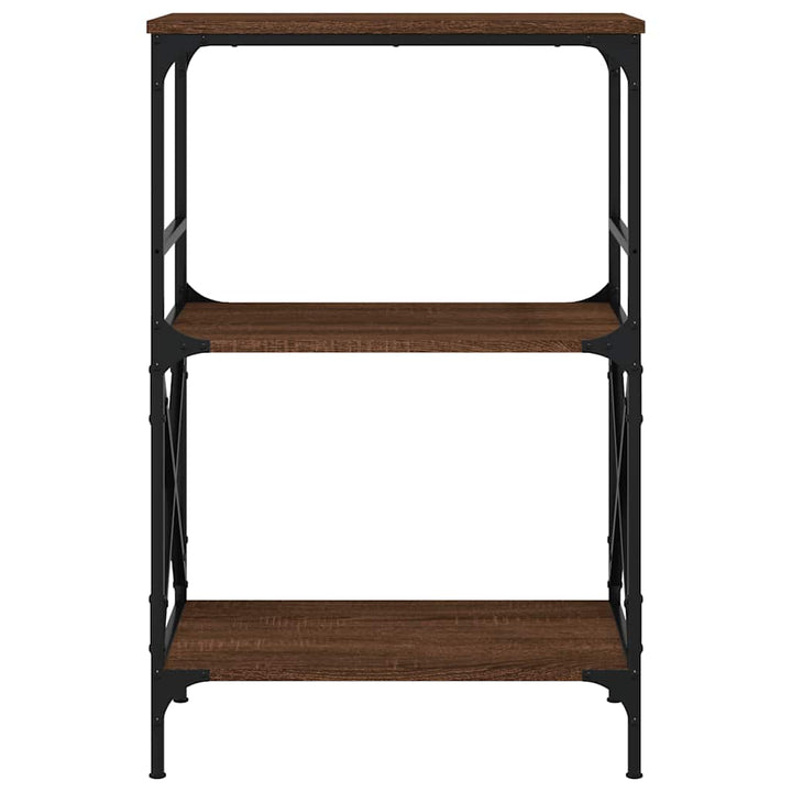 bogreol med 3 hylder 59x35x90,5 cm konstrueret træ brun eg