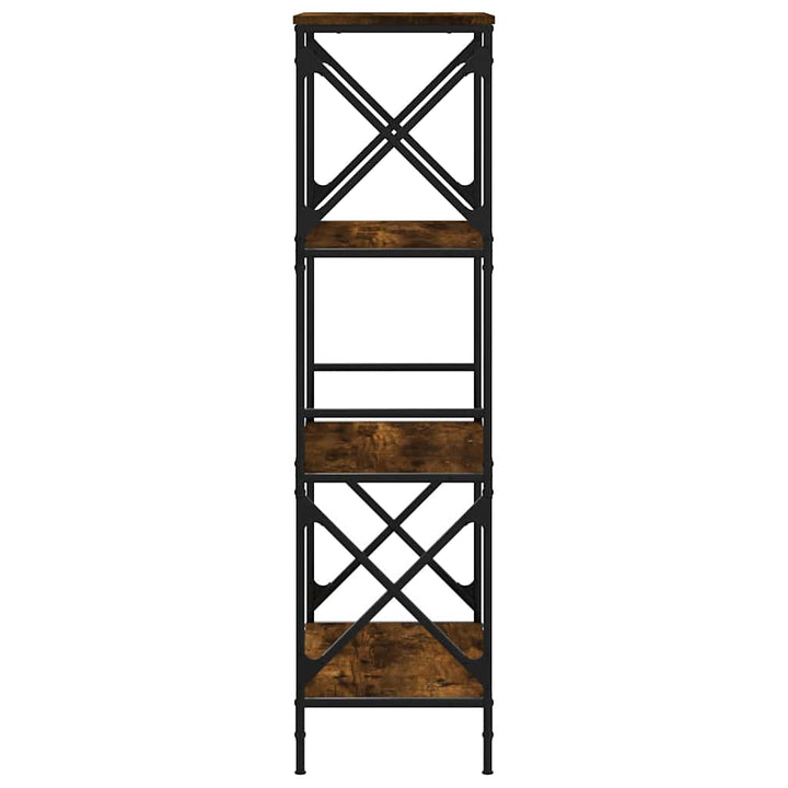 bogreol 4 hylder 59x35x132 cm konstrueret træ røget eg