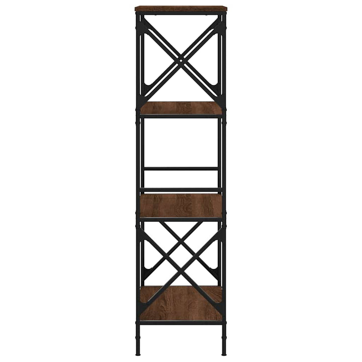 bogreol 4 hylder 59x35x132 cm konstrueret træ brunt eg
