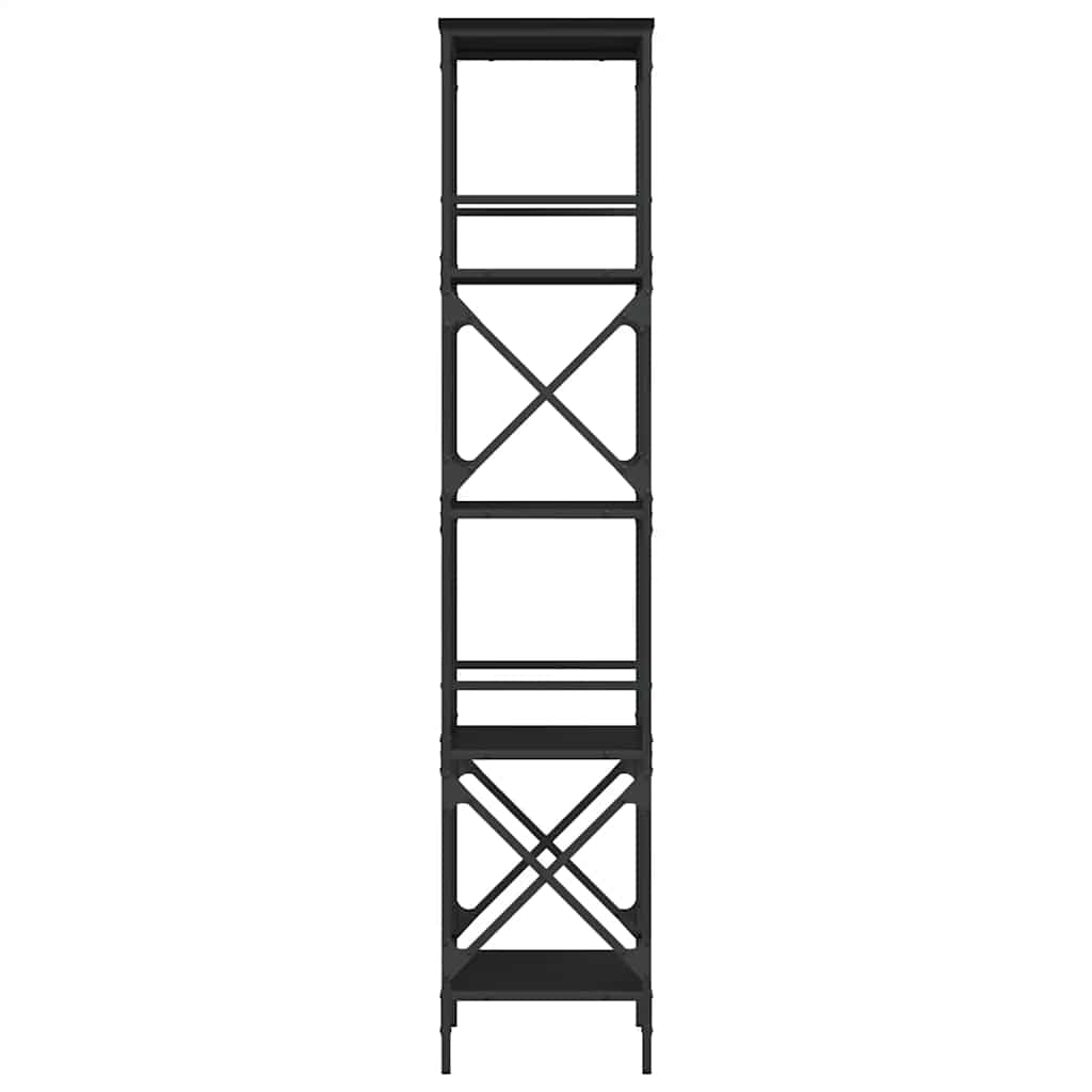 bogreol med 5 hylder 59x35x171 cm konstrueret træ sort