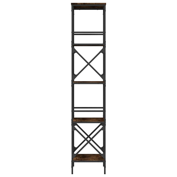 bogreol 5 hylder 59x35x171 cm konstrueret træ røget eg