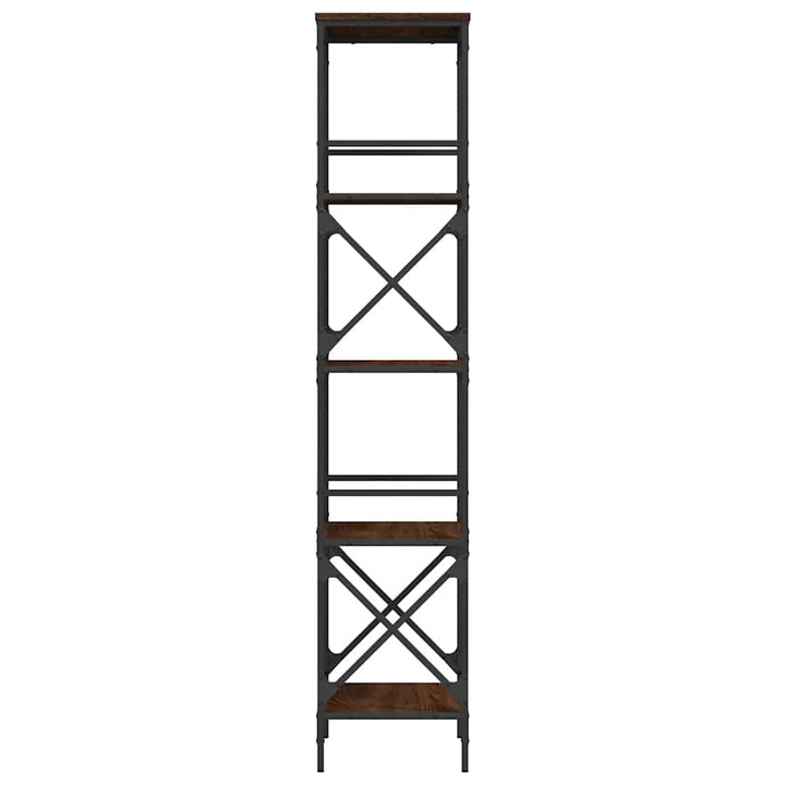 bogreol med 5 hylder 59x35x171 cm konstrueret træ brunt eg