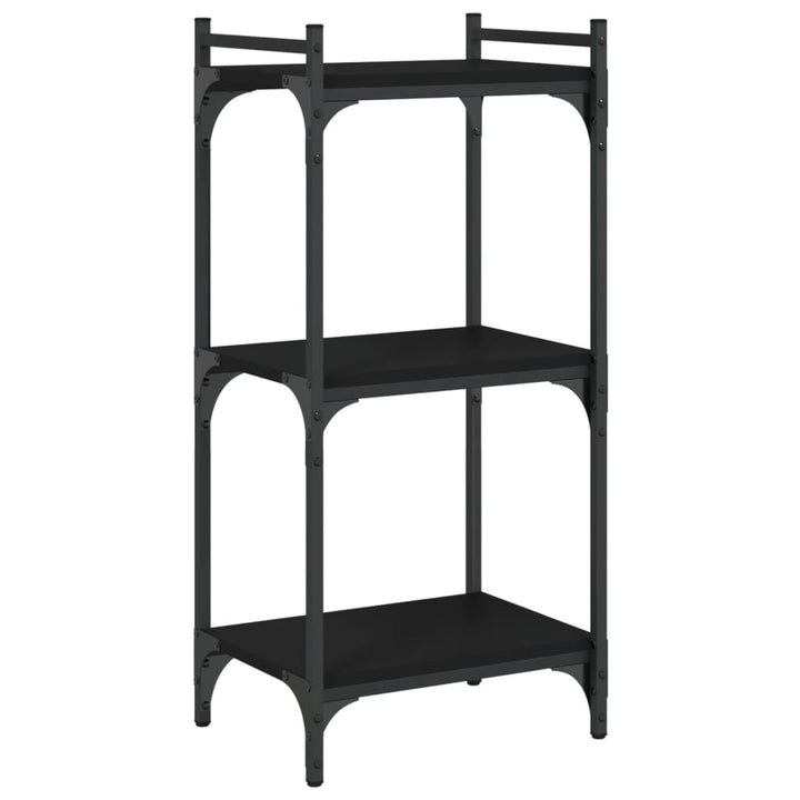 bogreol med 3 hylder 40x30x86 cm konstrueret træ sort