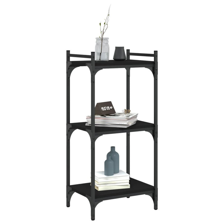 bogreol med 3 hylder 40x30x86 cm konstrueret træ sort