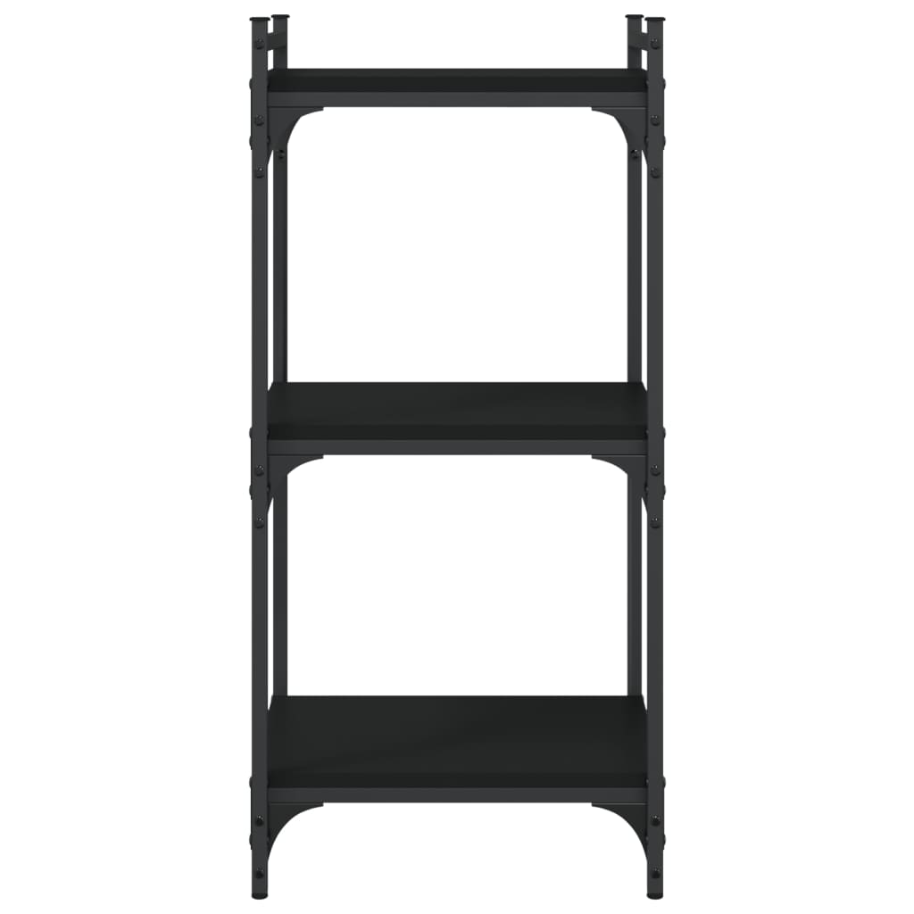 bogreol med 3 hylder 40x30x86 cm konstrueret træ sort