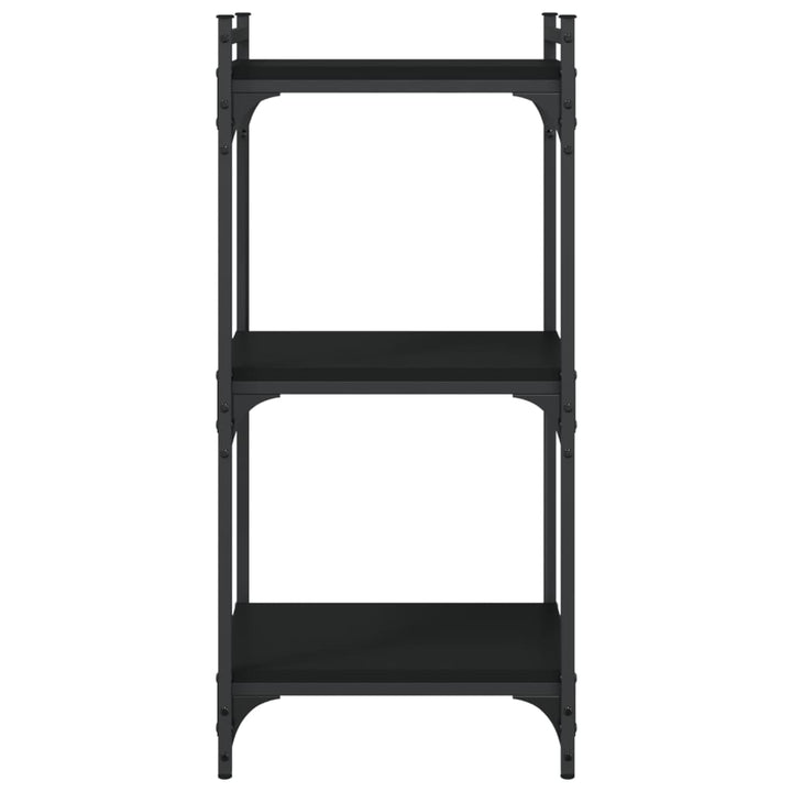 bogreol med 3 hylder 40x30x86 cm konstrueret træ sort