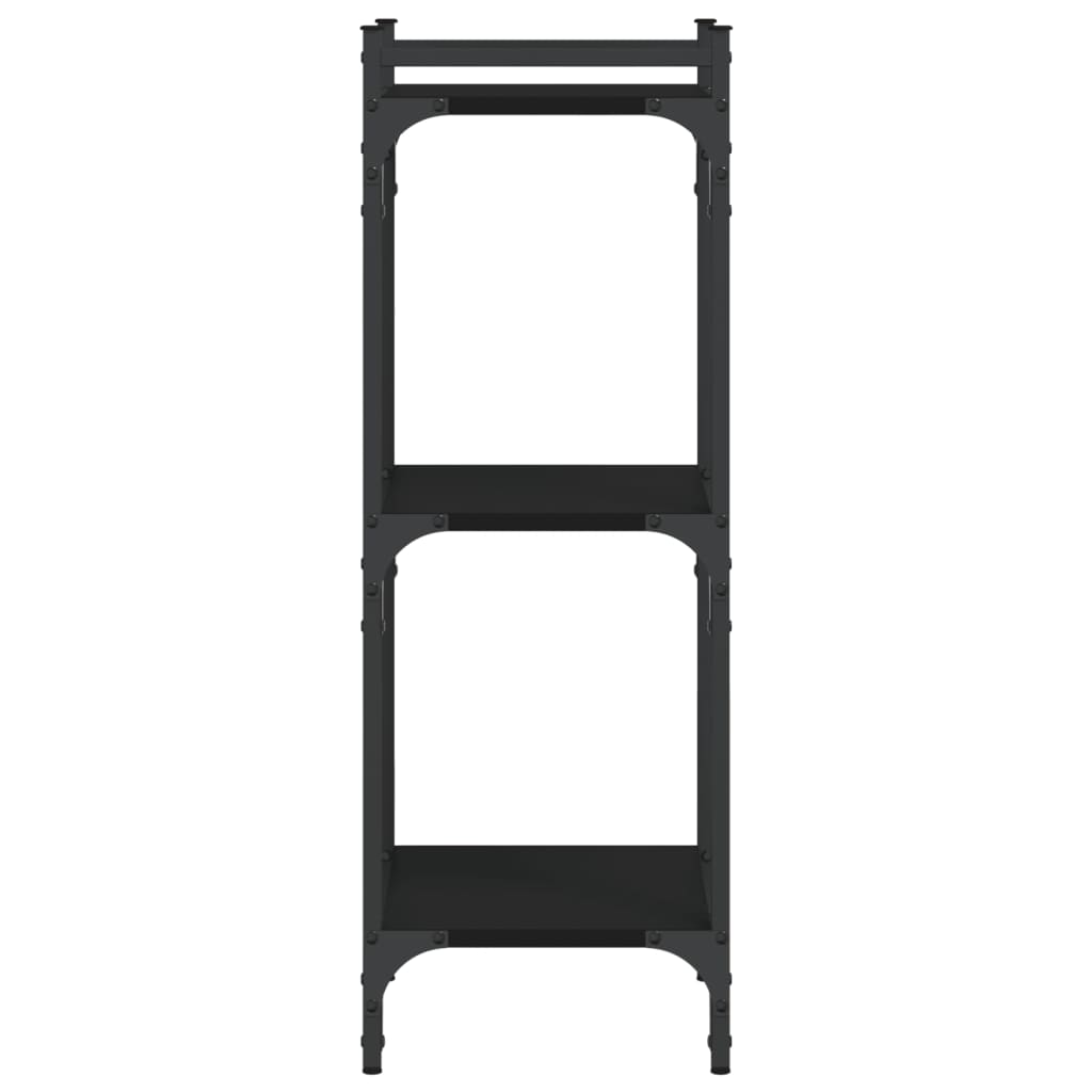bogreol med 3 hylder 40x30x86 cm konstrueret træ sort
