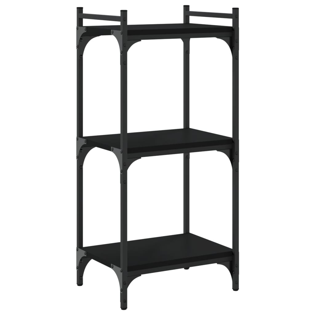 bogreol med 3 hylder 40x30x86 cm konstrueret træ sort