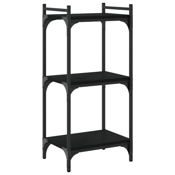 bogreol med 3 hylder 40x30x86 cm konstrueret træ sort
