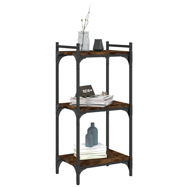 bogreol 3 hylder 40x30x86 cm konstrueret træ røget eg