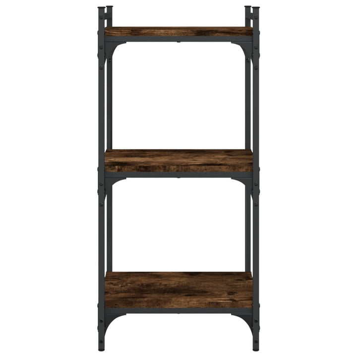 bogreol 3 hylder 40x30x86 cm konstrueret træ røget eg