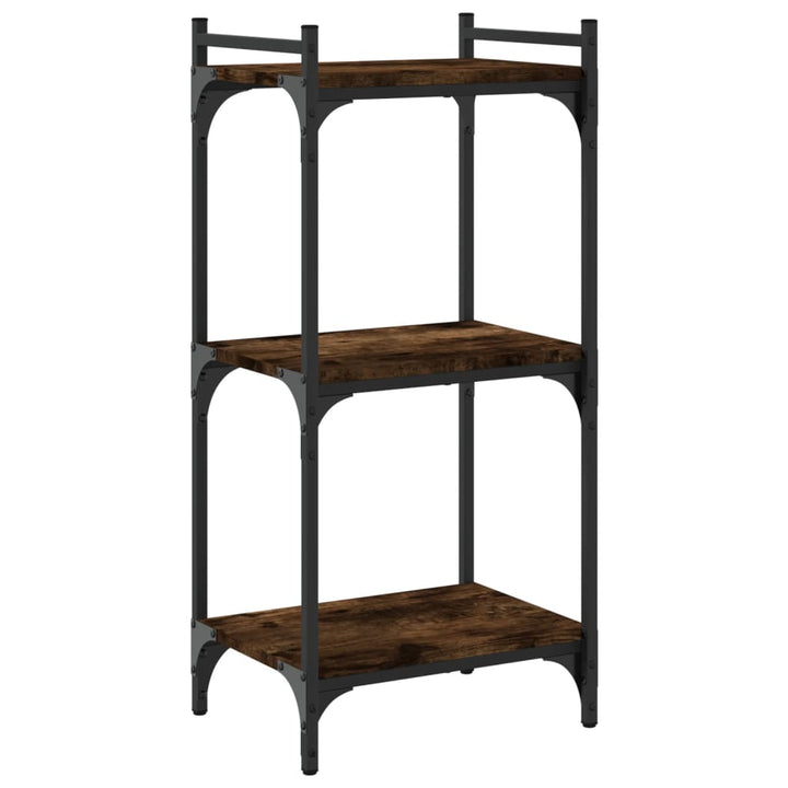 bogreol 3 hylder 40x30x86 cm konstrueret træ røget eg