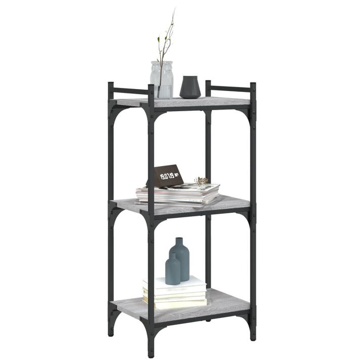 bogreol 3 hylder 40x30x86 cm konstrueret træ grå sonoma-eg