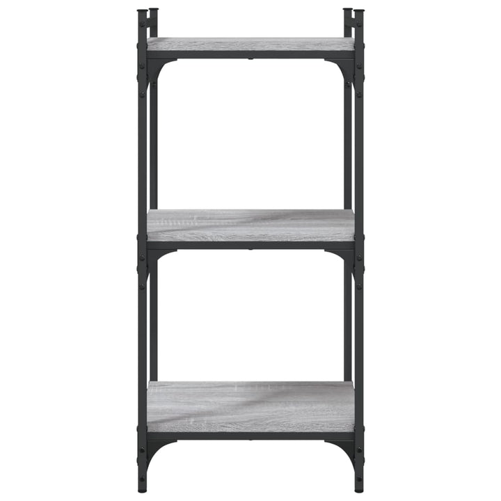 bogreol 3 hylder 40x30x86 cm konstrueret træ grå sonoma-eg