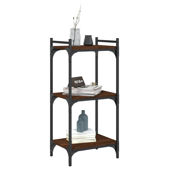 bogreol 3 hylder 40x30x86 cm konstrueret træ brun
