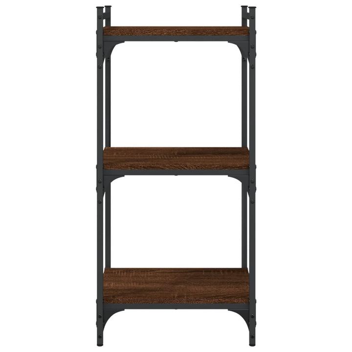 bogreol 3 hylder 40x30x86 cm konstrueret træ brun