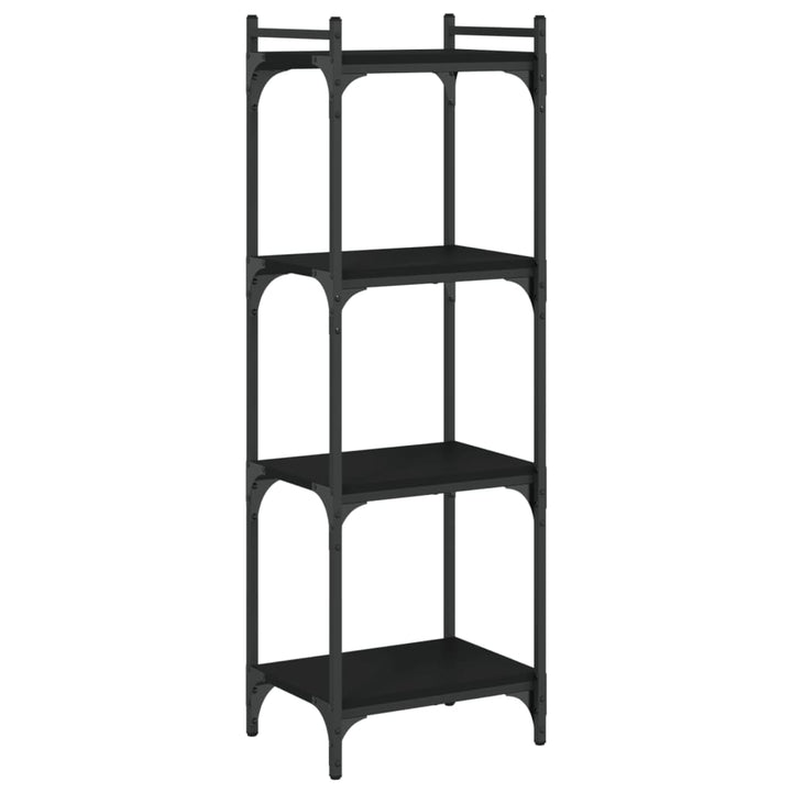 bogreol med 4 hylder 40x30x120 cm konstrueret træ sort