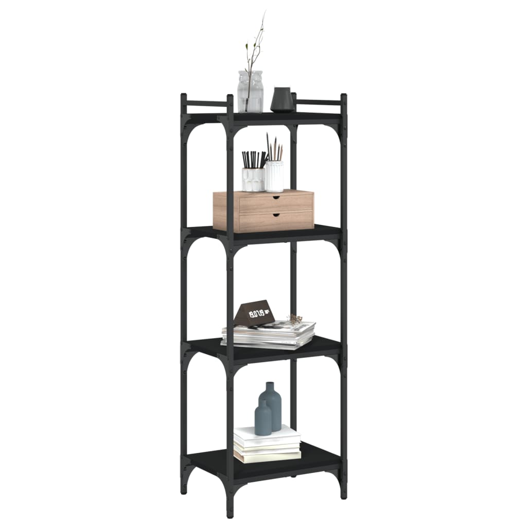 bogreol med 4 hylder 40x30x120 cm konstrueret træ sort