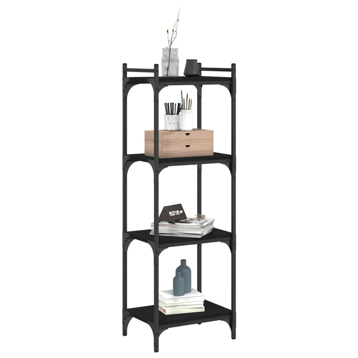 bogreol med 4 hylder 40x30x120 cm konstrueret træ sort