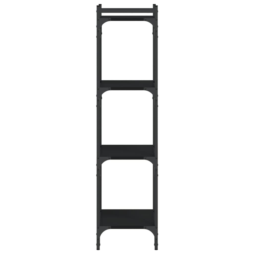 bogreol med 4 hylder 40x30x120 cm konstrueret træ sort