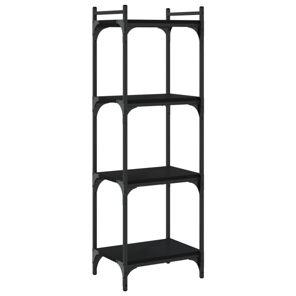 bogreol med 4 hylder 40x30x120 cm konstrueret træ sort