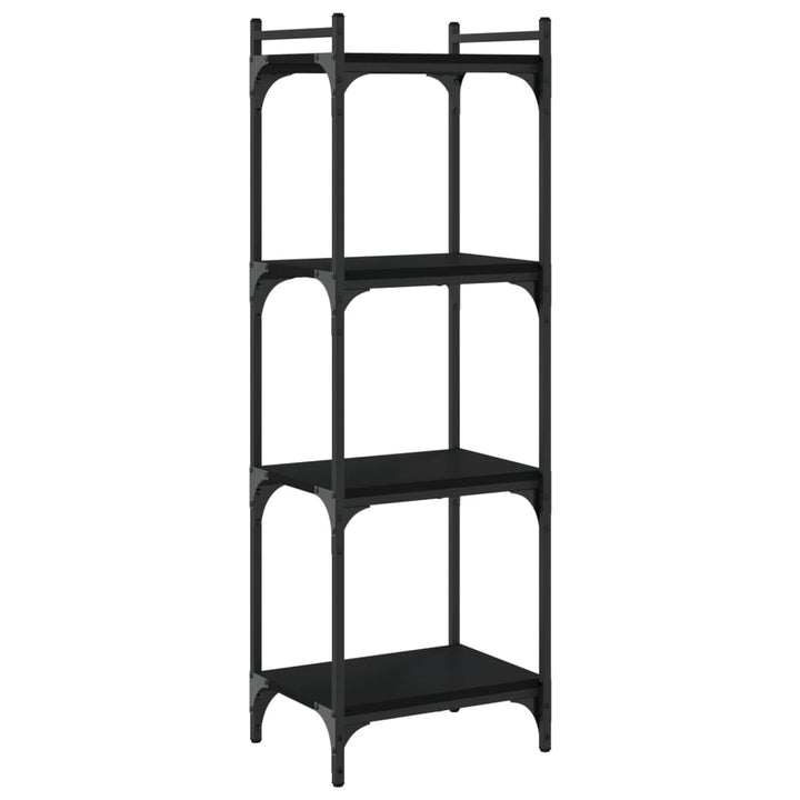 bogreol med 4 hylder 40x30x120 cm konstrueret træ sort