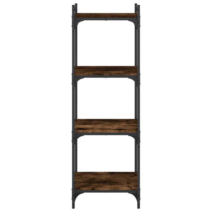 bogreol 4 hylder 40x30x120 cm konstrueret træ røget eg