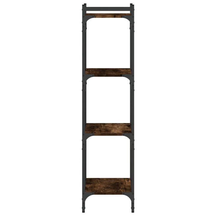 bogreol 4 hylder 40x30x120 cm konstrueret træ røget eg