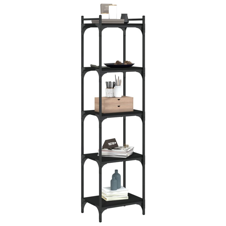 bogreol med 5 hylder 40x30x154 cm konstrueret træ sort