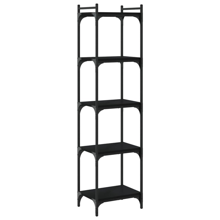 bogreol med 5 hylder 40x30x154 cm konstrueret træ sort