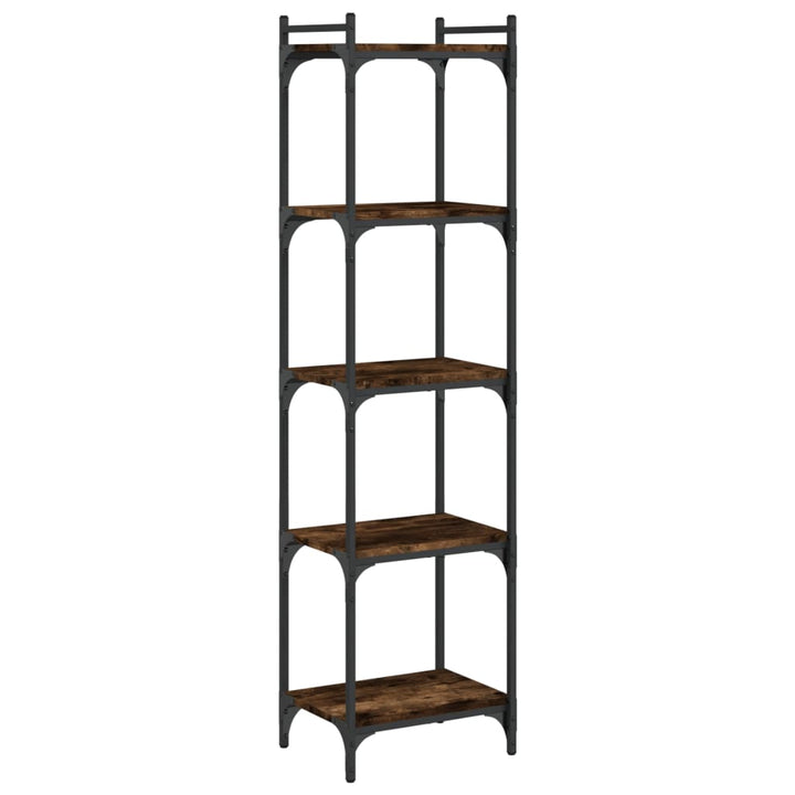 bogreol 5 hylder 40x30x154 cm konstrueret træ røget eg
