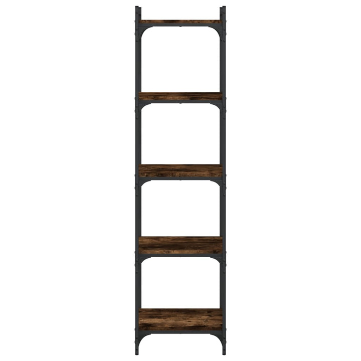 bogreol 5 hylder 40x30x154 cm konstrueret træ røget eg