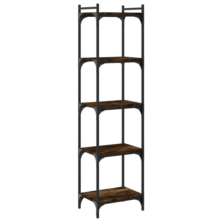bogreol 5 hylder 40x30x154 cm konstrueret træ røget eg