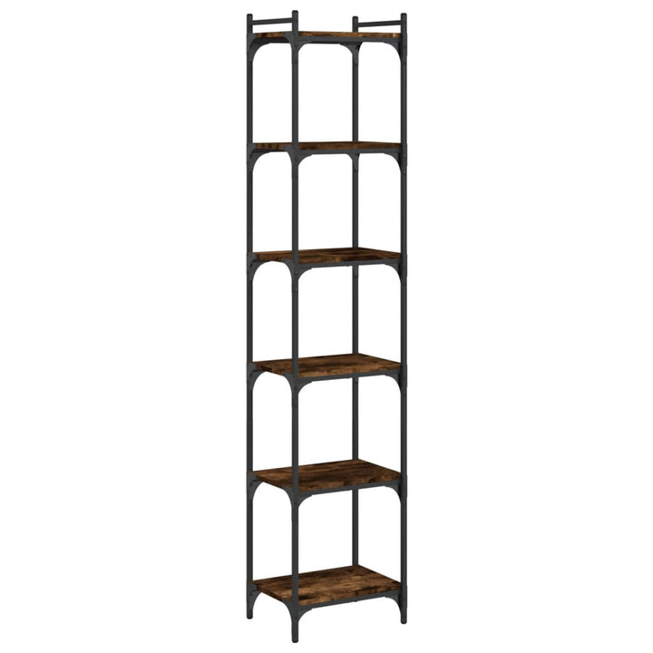 bogreol 6 hylder 40x30x188 cm konstrueret træ røget eg