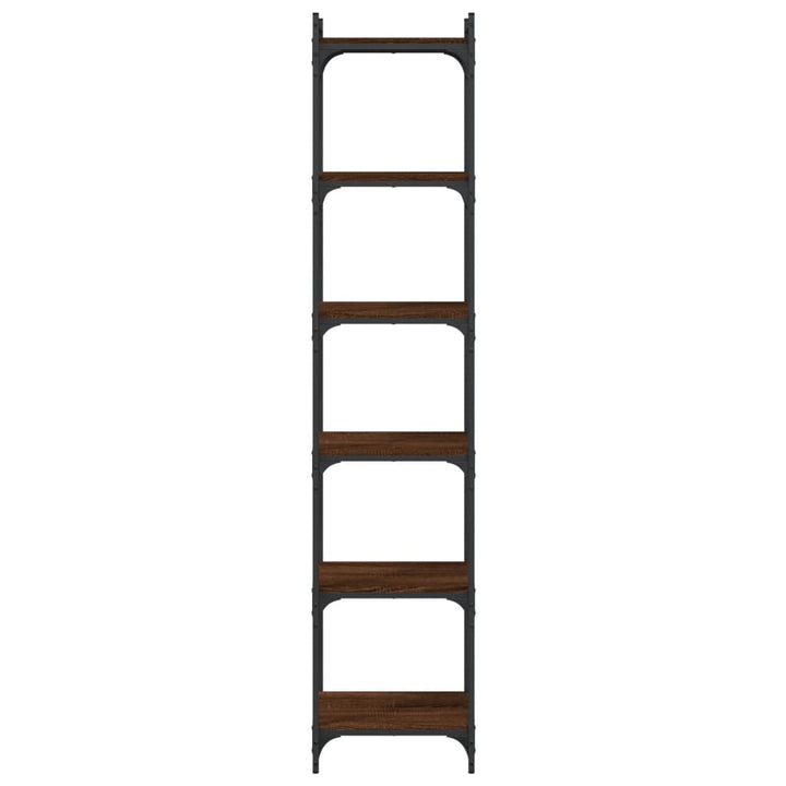 bogreol 6 hylder 40x30x188 cm konstrueret træ brunt eg