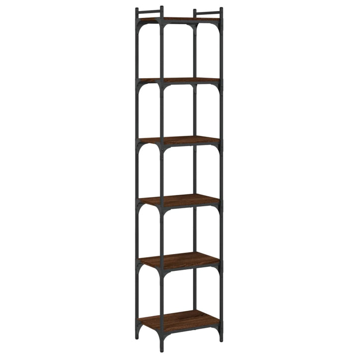 bogreol 6 hylder 40x30x188 cm konstrueret træ brunt eg