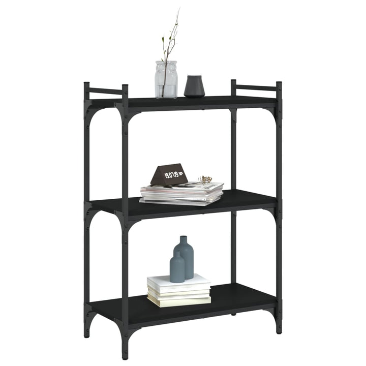 bogreol med 3 hylder 60x30x86 cm konstrueret træ sort