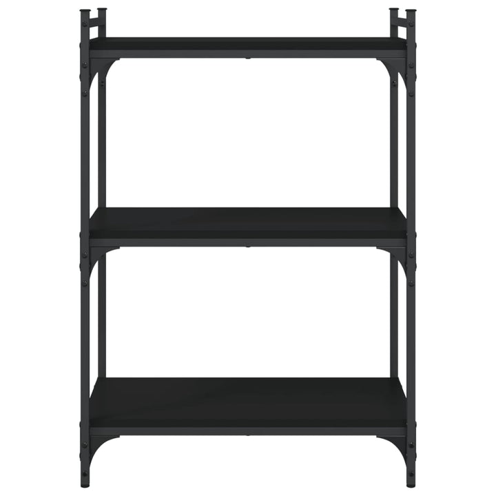 bogreol med 3 hylder 60x30x86 cm konstrueret træ sort