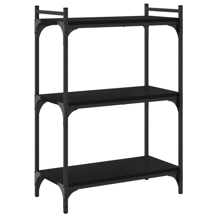 bogreol med 3 hylder 60x30x86 cm konstrueret træ sort