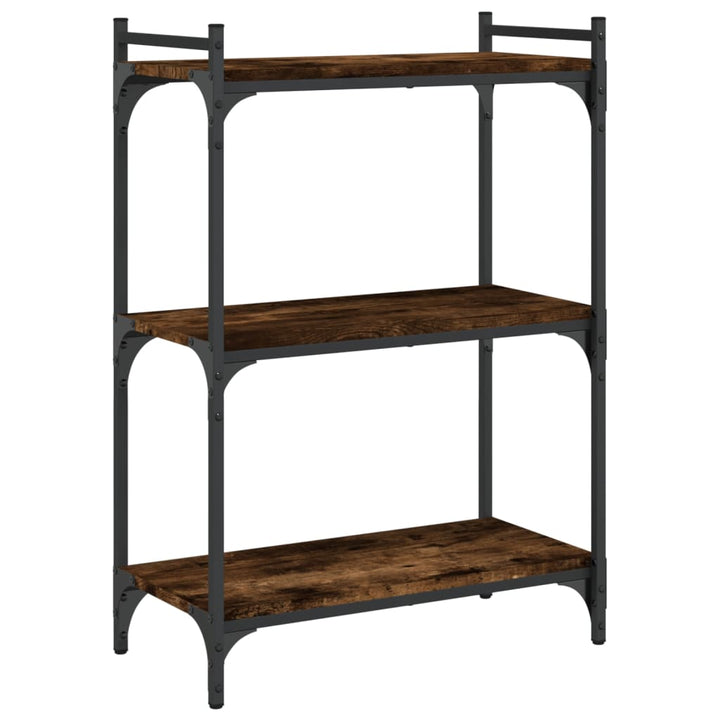 bogreol 60x30x86 cm 3 hylder konstrueret træ røget eg