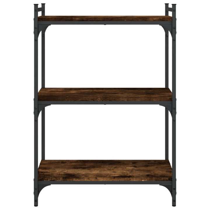 bogreol 60x30x86 cm 3 hylder konstrueret træ røget eg