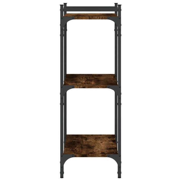 bogreol 60x30x86 cm 3 hylder konstrueret træ røget eg