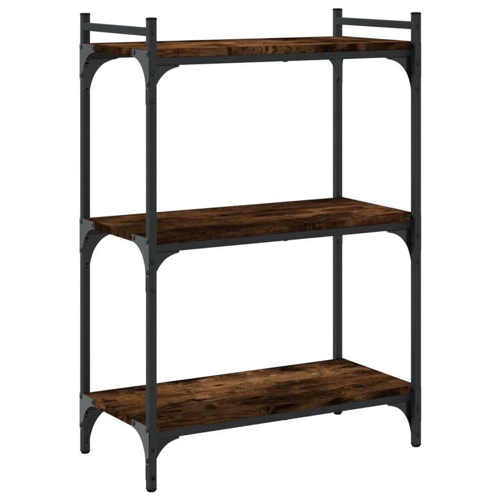 bogreol 60x30x86 cm 3 hylder konstrueret træ røget eg