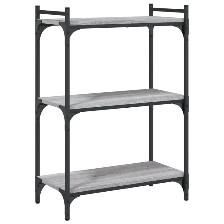 bogreol 60x30x86 cm 3 hylder konstrueret træ grå sonoma-eg