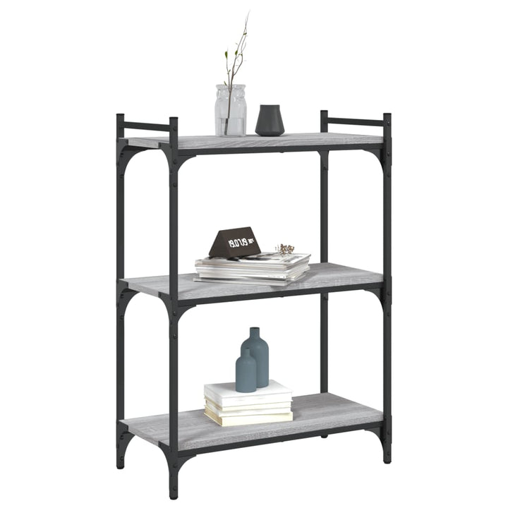 bogreol 60x30x86 cm 3 hylder konstrueret træ grå sonoma-eg