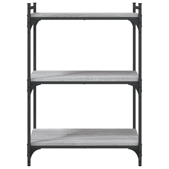 bogreol 60x30x86 cm 3 hylder konstrueret træ grå sonoma-eg